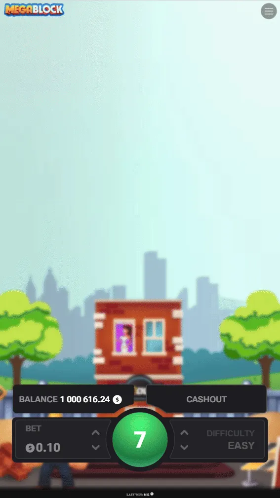 Animated Mega Block gameplay on mobile — blocks stacking and tumbling