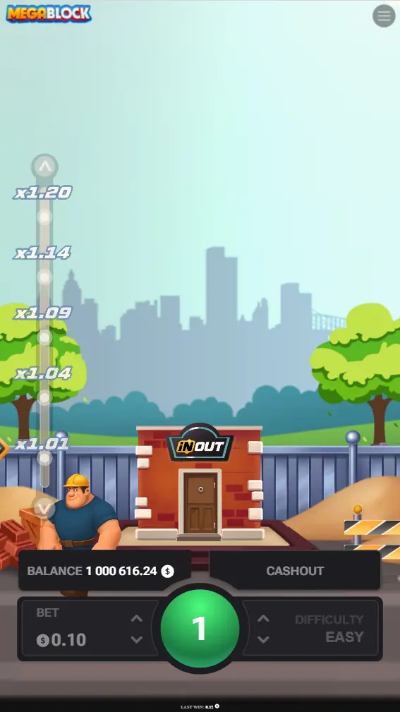 Mega Block mobile start screen on smartphone